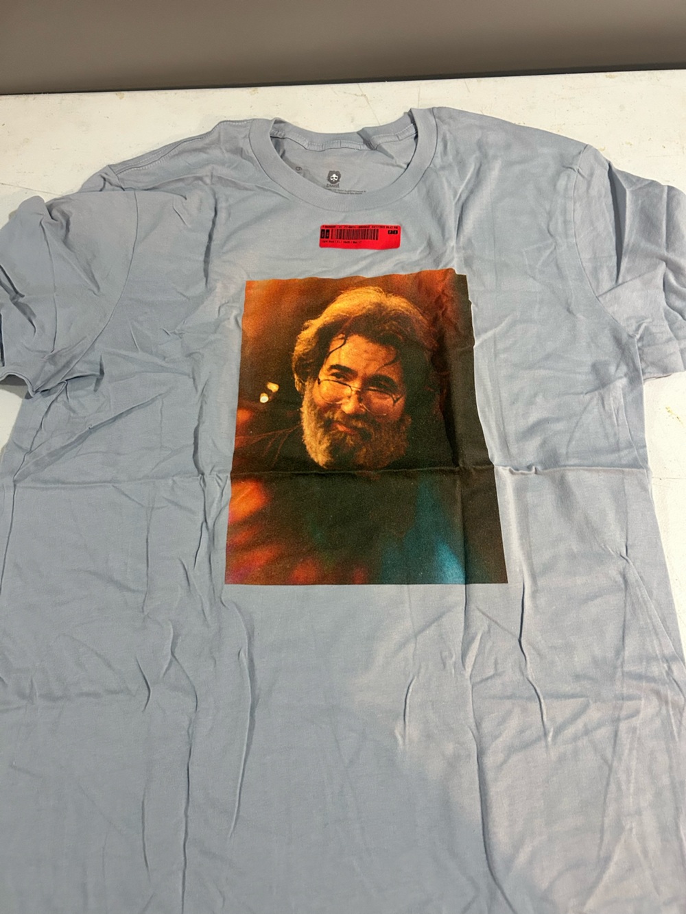 Grateful Dead Light Blue Tee with Multicolor Portrait